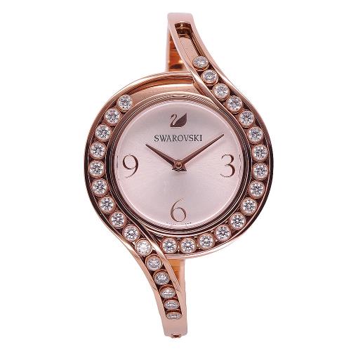 施華洛世奇SWAROVSKI 月牙灣的水晶貴氣時尚優質腕錶-玫瑰金-5452489