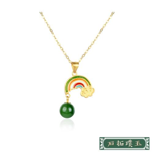 【石拓璞玉】純銀925古法金繽紛彩紅碧玉珠造型項鍊 純銀項鍊 造型項鍊 情人節禮物