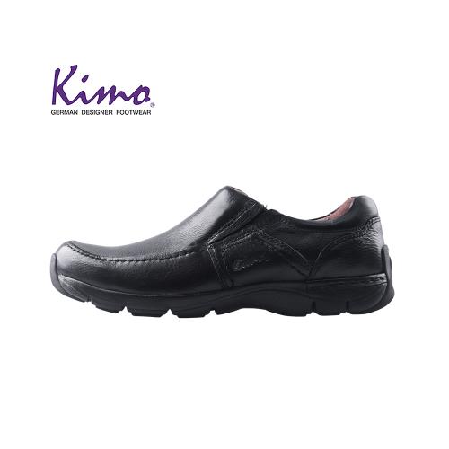 Kimo德國品牌健康鞋-簡約型Q彈男舒適牛皮氣墊休閒鞋 (都市黑63A0200725392)