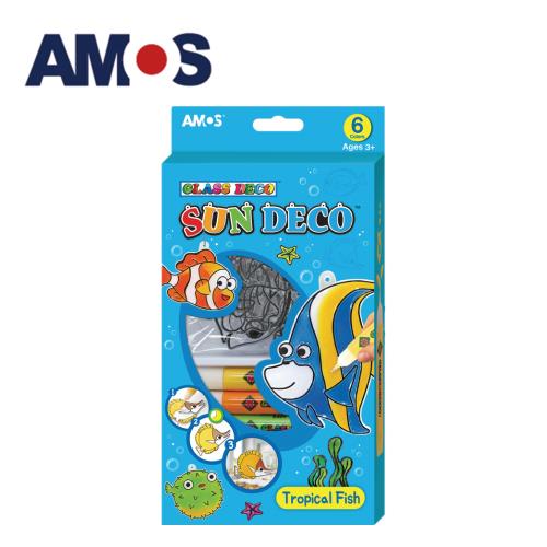 韓國AMOS 6色熱帶魚模型板DIY玻璃彩繪組