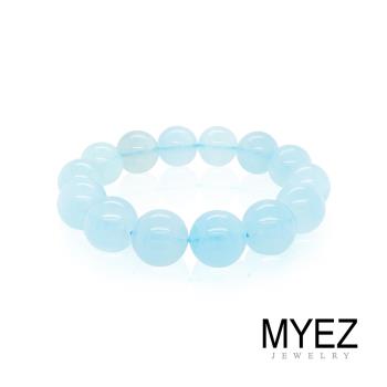 MYEZ 海水藍寶天然水晶手珠手串手鏈(14mm)