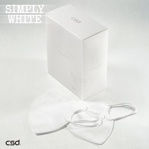 【CSD中衛】醫療口罩-Simply white 3D白耳帶(30入/盒)