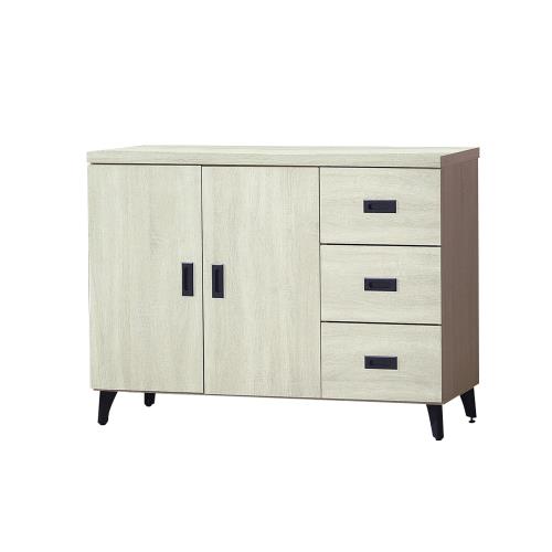Boden-貝姆4尺白橡色收納餐櫃/碗盤櫃/二門三抽置物矮櫃