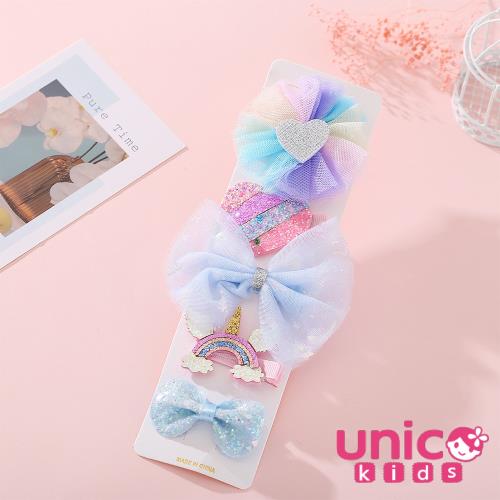 UNICO  冰雪奇緣迷最愛超仙公主全包布髮夾系列-5入組-甜心款