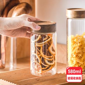【阿莎&布魯】日式木蓋玻璃收納瓶-580ml 2入