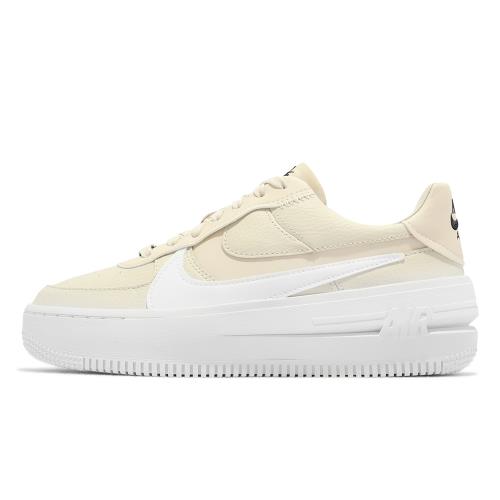 Nike 休閒鞋AF1 Air Force 1 PLT AF ORM 女鞋奶油黃厚底皮革經典鞋