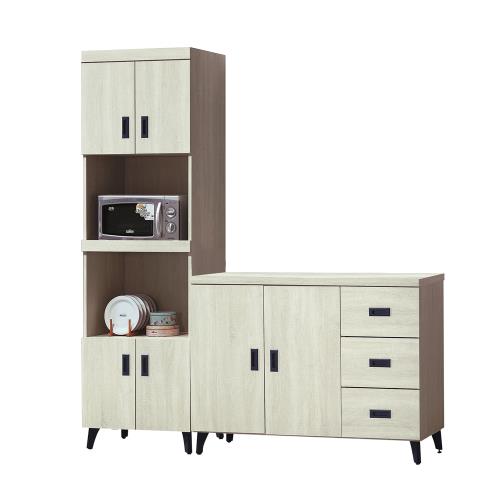Boden-貝姆6尺白橡色L型餐櫃組合(2尺高電器櫃+4尺碗盤置物矮櫃)
