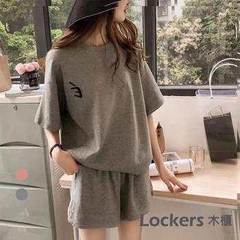 【Lockers 木櫃】.運動休閒寬鬆新款兩件套套裝 L111041108