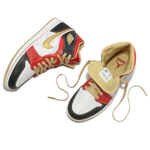 Nike 休閒鞋Air Jordan 1 Mid SE GC 紅金黑白中國風男鞋XQ AJ1 DV0576