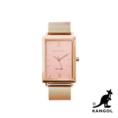 KANGOL 方形淑女腕錶24mm-玫瑰金米蘭錶帶 KG71524