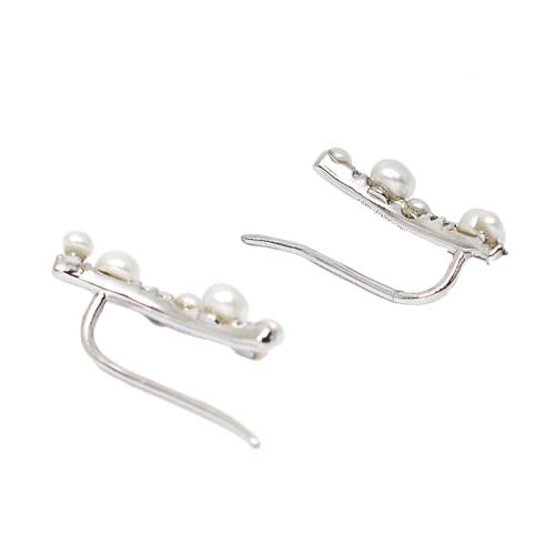 apm MONACO法國精品珠寶 閃耀鑲鋯珍珠樹枝造型銀色耳環AE12653XPL