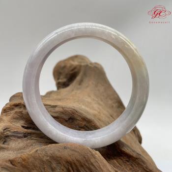 【肌容雪】天然緬甸A貨粉底撒金翡翠寬版特色手鐲 編號184 (56.8mm #18.5號)