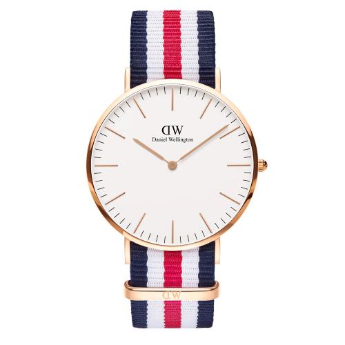 Daniel Wellington 經典中的珍貴收藏時尚優質手錶-帆布+金殼/40mm-DW00100002