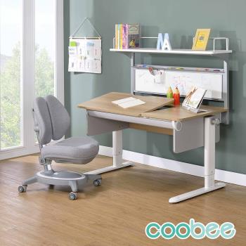coobee L型板成長機能桌+高層架+132雙背椅(CB-502兒童書桌椅組實木兒童書桌升降書桌椅)
