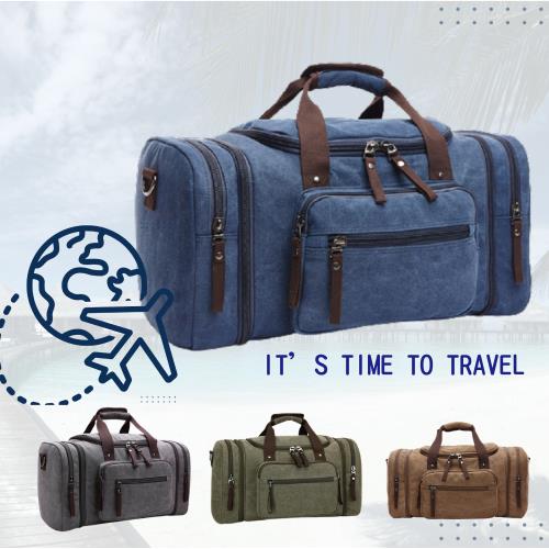 【QHL 酷奇】韓版大容量可加長帆布旅行袋(行李袋/手提袋)