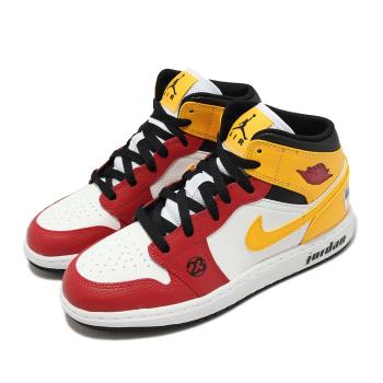Nike 休閒鞋 Air Jordan 1 Mid SE GS 大童 女鞋 紅 黃 Motorsports DJ0336-067 [ACS 跨運動]
