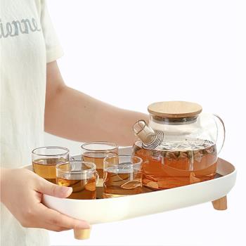 【PUSH!】品茗茶具 茶盤水果盤茶杯托盤茶臺杯子收納瀝水盤長方形T02