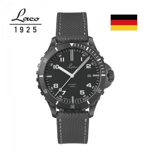 【Laco 朗坤】862145 Scorpion Edition 96週年限量黑鋼運動機械錶/42MM