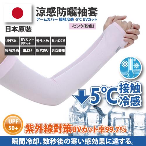 日本原裝-紫外線對策接觸冷感速降5℃防曬涼爽成人指孔袖套