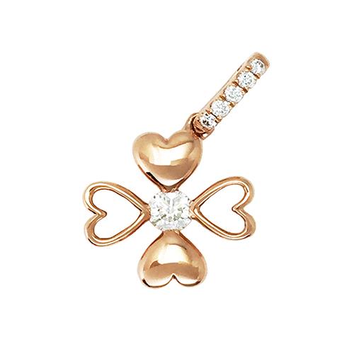 UP Diamonds【HOMAN花系列】14K 四葉草玫瑰金鑽石墜飾