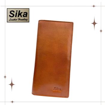 Sika 真皮100%義大利牛皮／男用長皮夾／14卡片 (淺咖啡色-A8202-01)