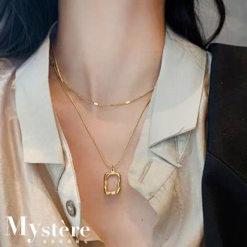 【my stere 我的時尚秘境】秘境設計款-韓國個性時尚方形雙層項鍊