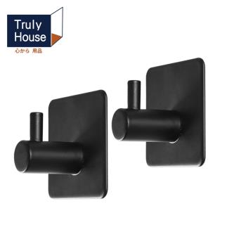 Truly House 免打孔304不鏽鋼方形掛勾 黑色限定款/無痕貼/無痕掛勾(超值兩入組)