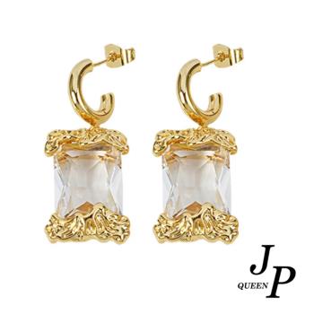 【Jpqueen】法式復古晶透氣質耳環(金色)