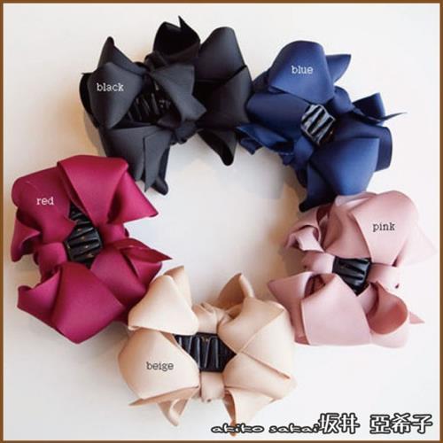 『坂井．亞希子』日系柔美緞面蝴蝶結造型抓夾