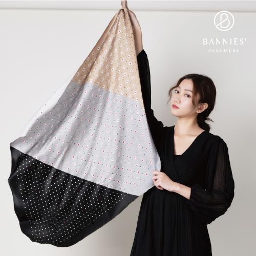 【Bannies Pashmere】優雅夫人 灰色｜頂級法式蠶絲方巾(大)