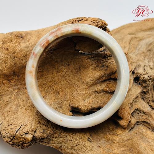 【肌容雪】緬甸天然A貨白底飄紅翡翡翠手鐲 編號107 (鐲寬57.2mm #18號)