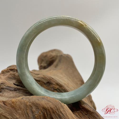 【肌容雪】天然緬甸A貨湖水綠撒金翡翠特色手鐲 編號139 (鐲寬 56.8mm #18.5號)