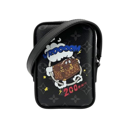 【Louis Vuitton】Danube PPM 帆布漫畫印花拉鍊斜背包(M45928-黑灰)