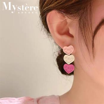 【my stere 我的時尚秘境】S925銀針-韓國甜美粉漸層愛心耳環