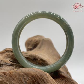 【肌容雪】天然緬甸A貨湖冰綠飄花翡翠特色手鐲 編號157 (鐲寬55mm#18號)