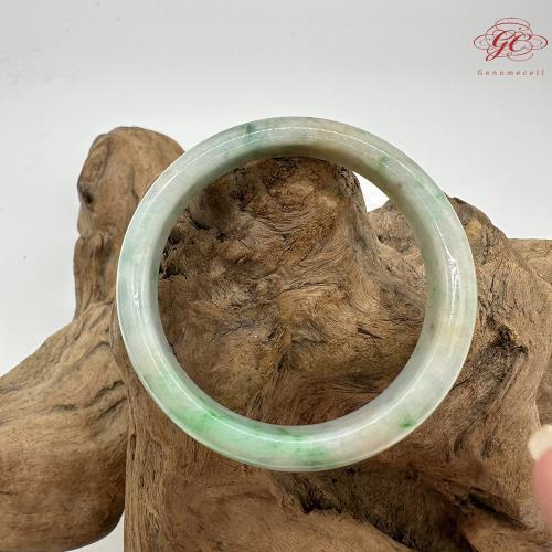 【肌容雪】天然緬甸翡翠手鐲A貨福祿壽喜特色美鐲 編號196(鐲寬56.4mm #18號) 
