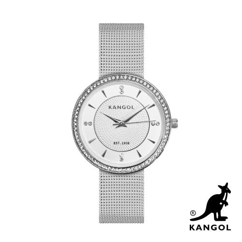 KANGOL 璀璨鑲鑽米蘭帶腕錶35mm-閃耀銀 KG71935-07X