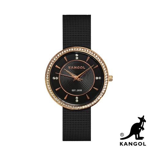 KANGOL 璀璨鑲鑽米蘭帶腕錶35mm-黑曜石 KG71935-06Y