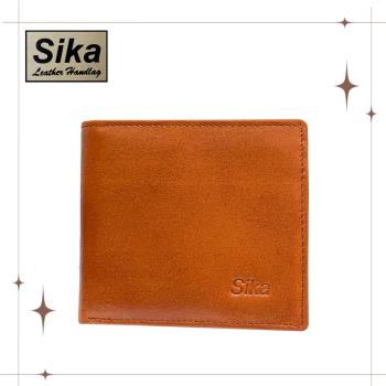 Sika 真皮100%義大利牛皮／男用皮夾／6卡片/拉鍊夾層 (淺咖啡色-A8206-01)