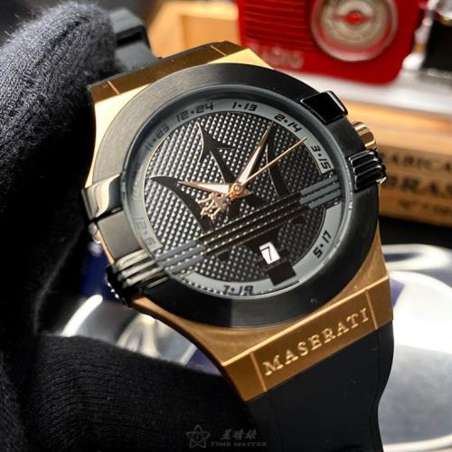 MASERATI 瑪莎拉蒂男女通用錶 42mm 玫瑰金六角形精鋼錶殼 黑色中三針顯示, 運動錶面款 R8851108002