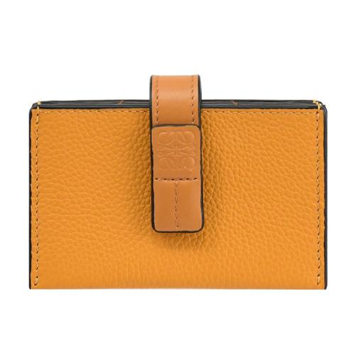 LOEWE 品牌壓印LOGO風琴式卡片收納包.姜黃