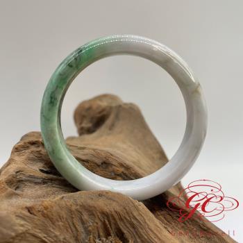 【肌容雪】天然緬甸A貨飄花翡翠手鐲 編號223 (鐲寬 57.4mm #18.5號)