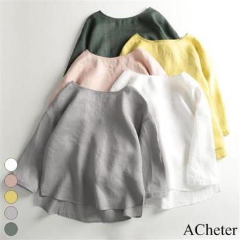 【ACheter】日系亞麻感娃娃款罩衫上衣#112680