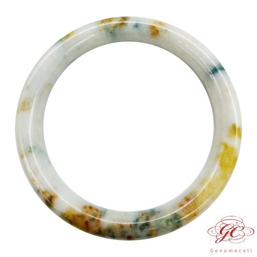 【肌容雪】天然緬甸A貨白底多彩圓條翡翠手鐲 編號245 (鐲寬 54.3mm#17.5號)