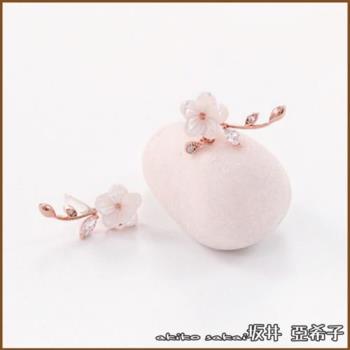 『坂井．亞希子』925純銀針浪漫貝殼花水滴鑲鑽造型耳環