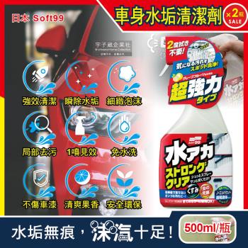 日本Soft99 車身去汙強效型除水垢泡沫清潔劑(W264)葡萄柚香500mlx2瓶(汽車美容保養免水洗環保型洗車精)