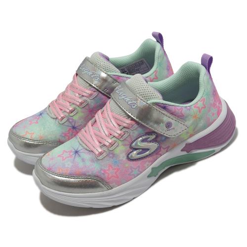 Skechers 休閒鞋 S Lights-Star Sparks 童鞋 中童 銀 粉 炫彩 流星 燈鞋 302324LSMLT [ACS 跨運動]