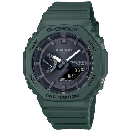 CASIO G-SHOCK 太陽能x藍牙連線 農家橡樹雙顯腕錶-綠 GA-B2100-3A