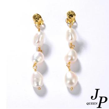 【Jpqueen】浪漫巴洛克珍珠氣質耳環(白色)