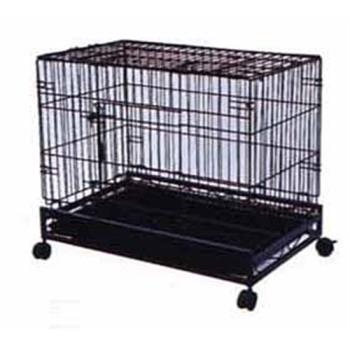 2.5尺粗管鐵製折疊狗籠寵物籠(黑色)